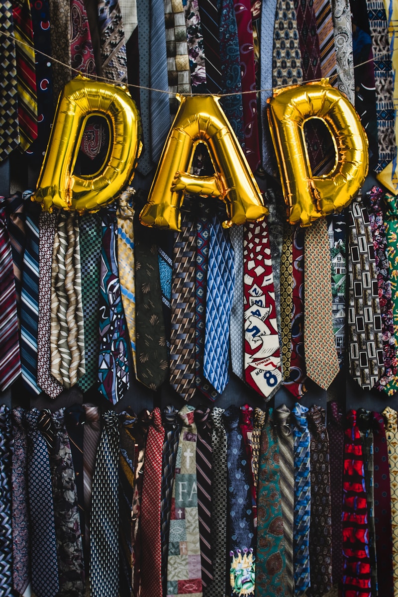 black white and red striped necktie DAD